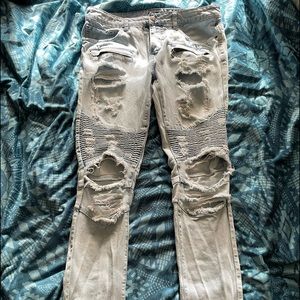 Denim ripped pants